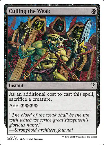 Culling the Weak - mb2 Spoiler