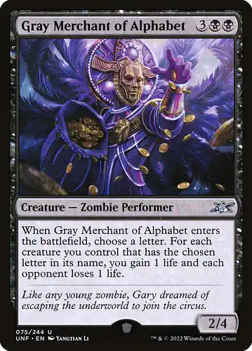 Gray Merchant of Alphabet - unf Spoiler