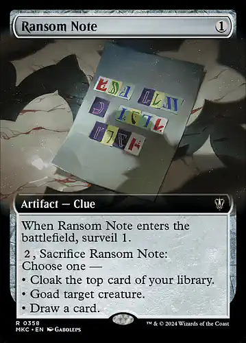 Ransom Note - mkc Spoiler