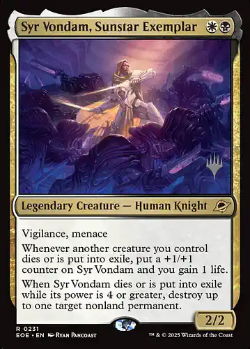 Syr Vondam, Sunstar Exemplar - eoe Spoiler