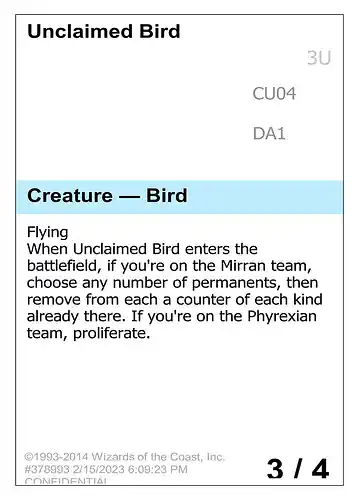 Unclaimed Bird - unk Spoiler