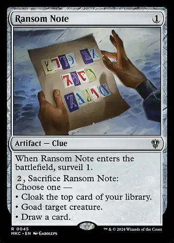 Ransom Note - mkc Spoiler